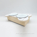 Pet Feeding Bowl with Wood Holder Dog Bowl